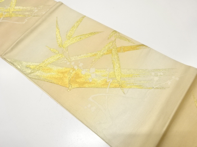 JAPANESE KIMONO / ANTIQUE FUKURO OBI / SILK / WOVEN BAMBOO